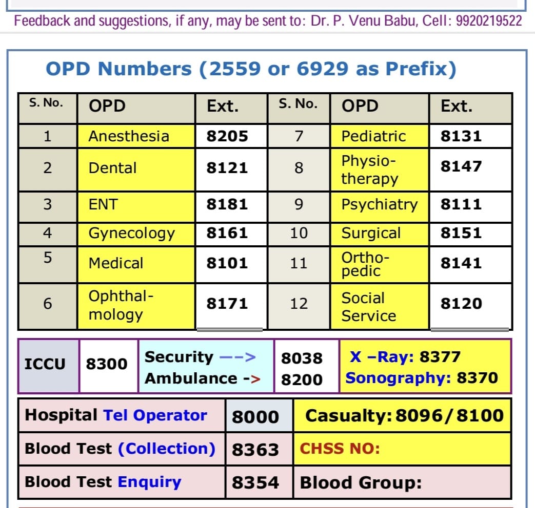Attachment for OPD Numbers